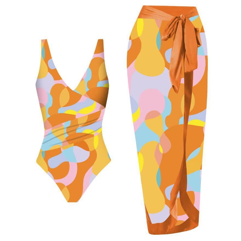 2024 Bikini Suit Lazada Printed Sunscreen Dress Beach Spring Holiday Swimwear - Image 4